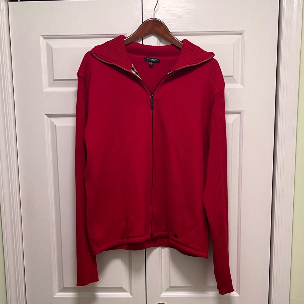 Burberry Men’s XL 100% Merino Wool Zippered Cardigan Sweater